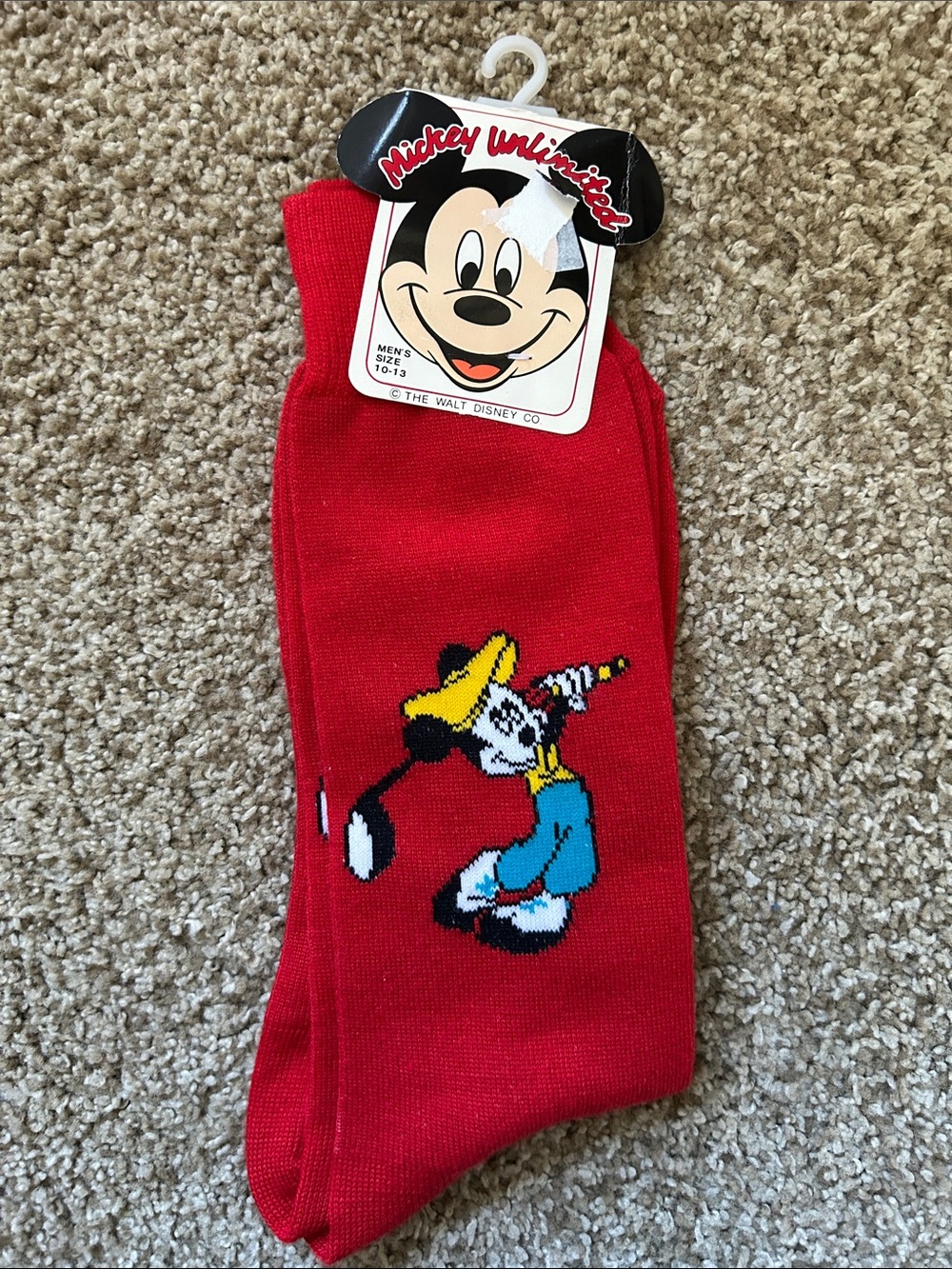 Disney Red Socks with Mickey Golfing Graphic